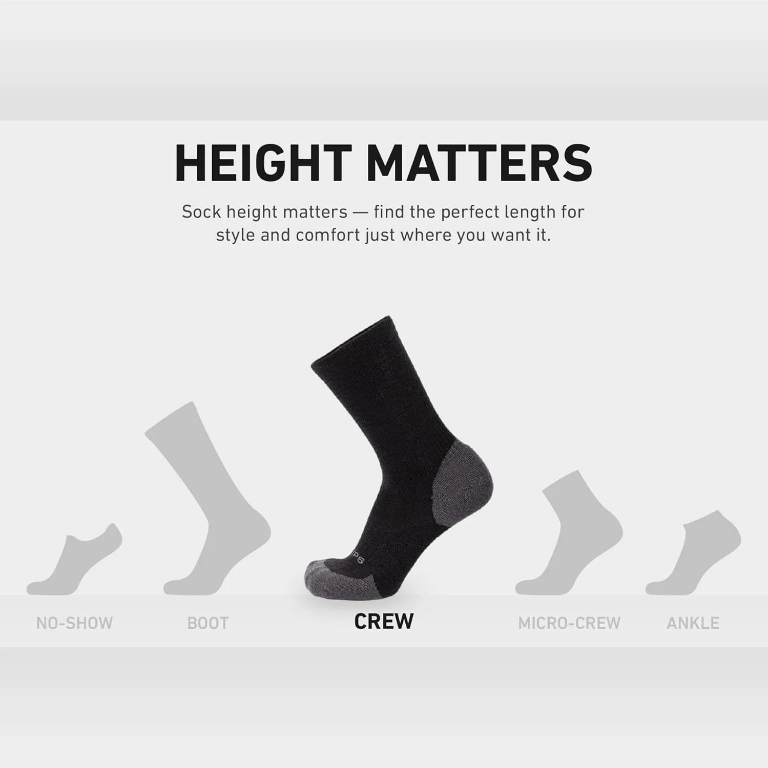 GRIP6 Crew Socks - Merino Wool Socks Made in the USA, Lightweight Wool Hiking Socks, Crew Socks for Men and Women