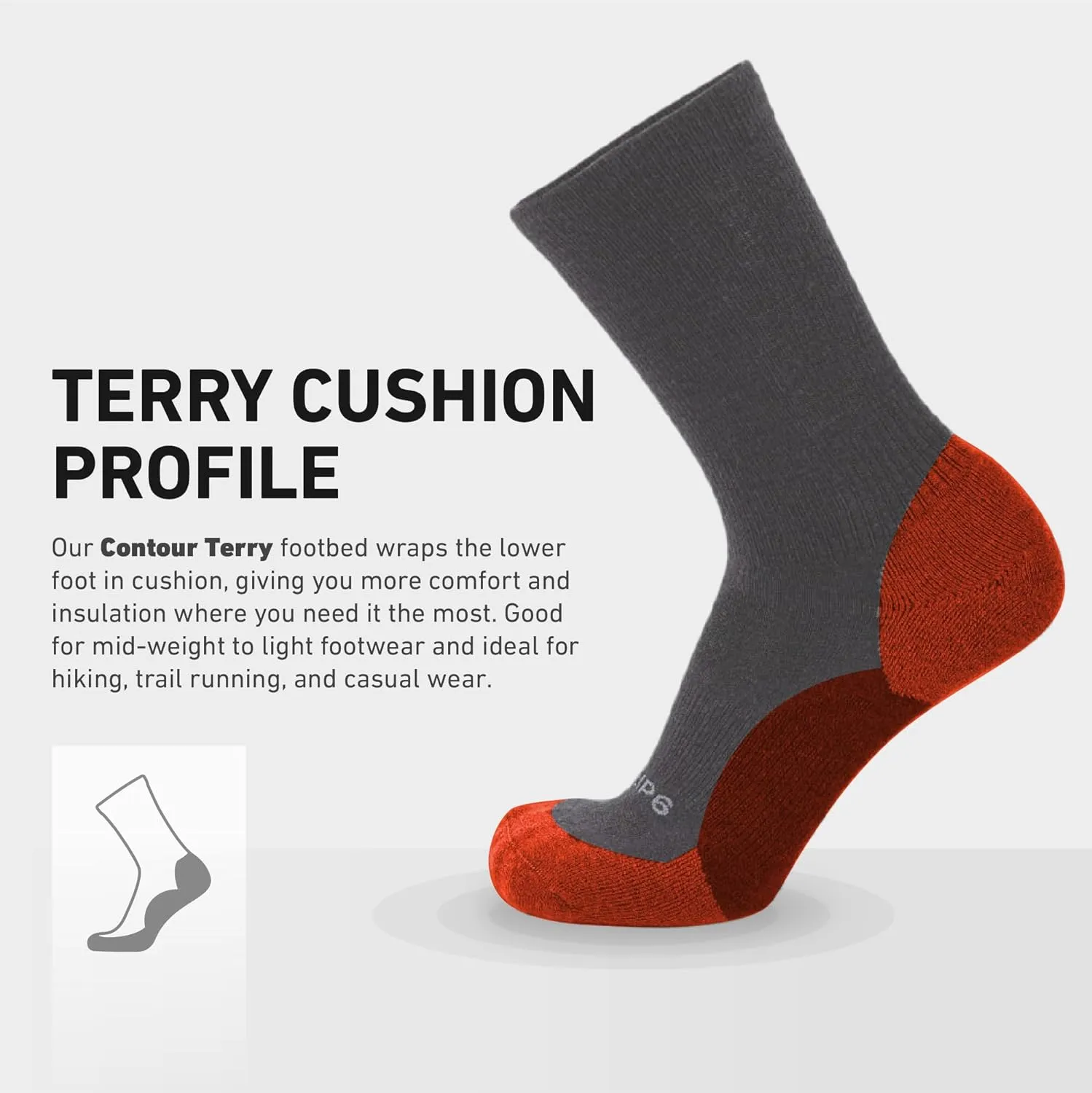 GRIP6 Crew Socks - Merino Wool Socks Made in the USA, Lightweight Wool Hiking Socks, Crew Socks for Men and Women