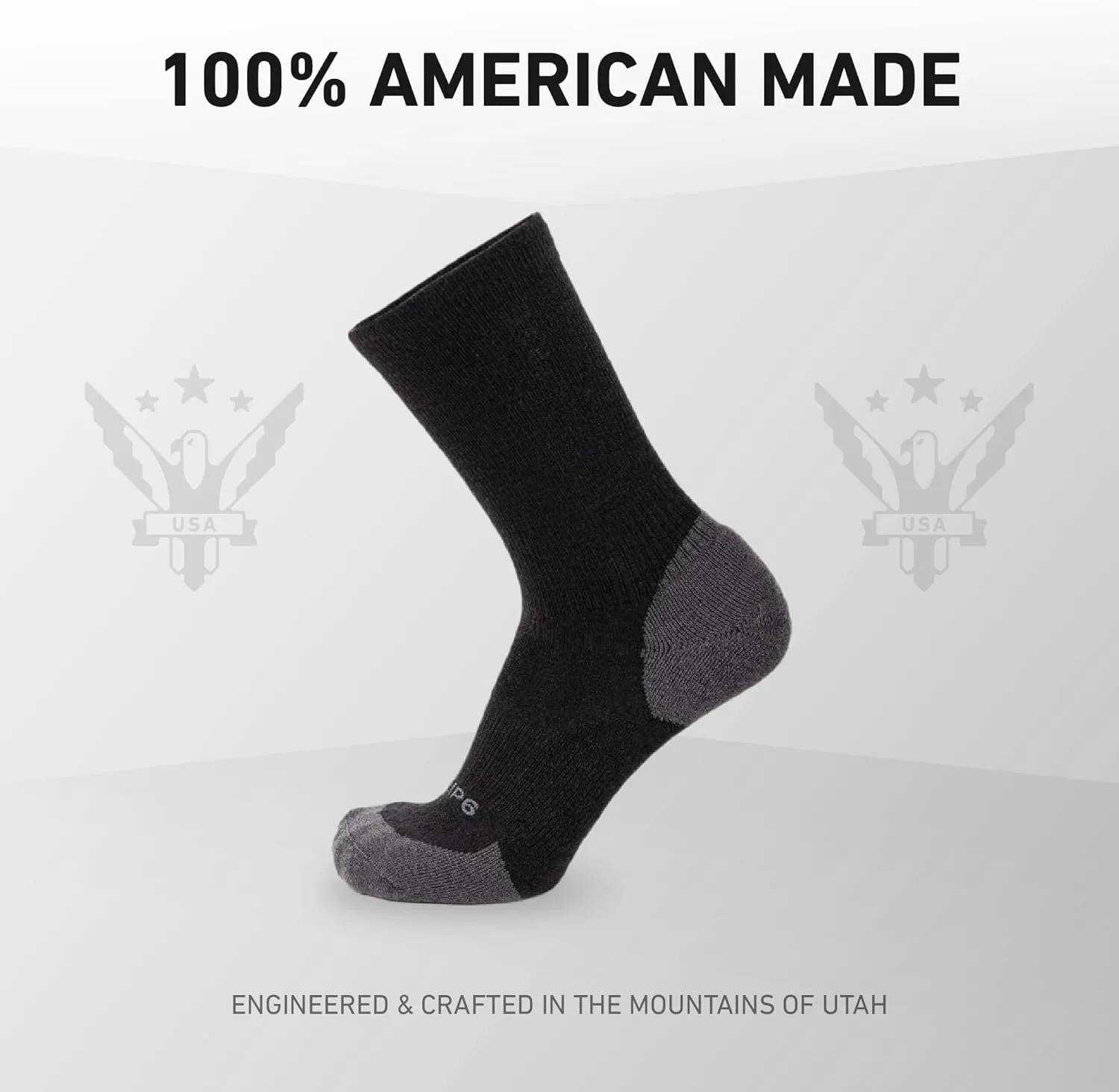 GRIP6 Crew Socks - Merino Wool Socks Made in the USA, Lightweight Wool Hiking Socks, Crew Socks for Men and Women