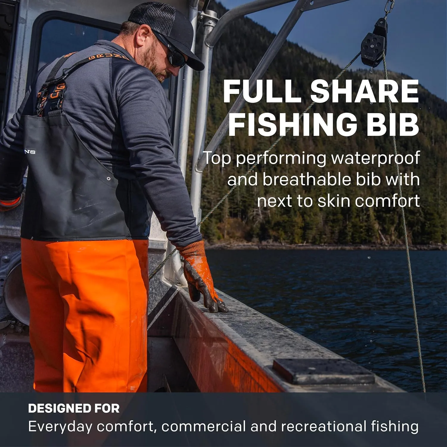 Grundéns Men’s Full Share Bib | Waterproof, Breathable