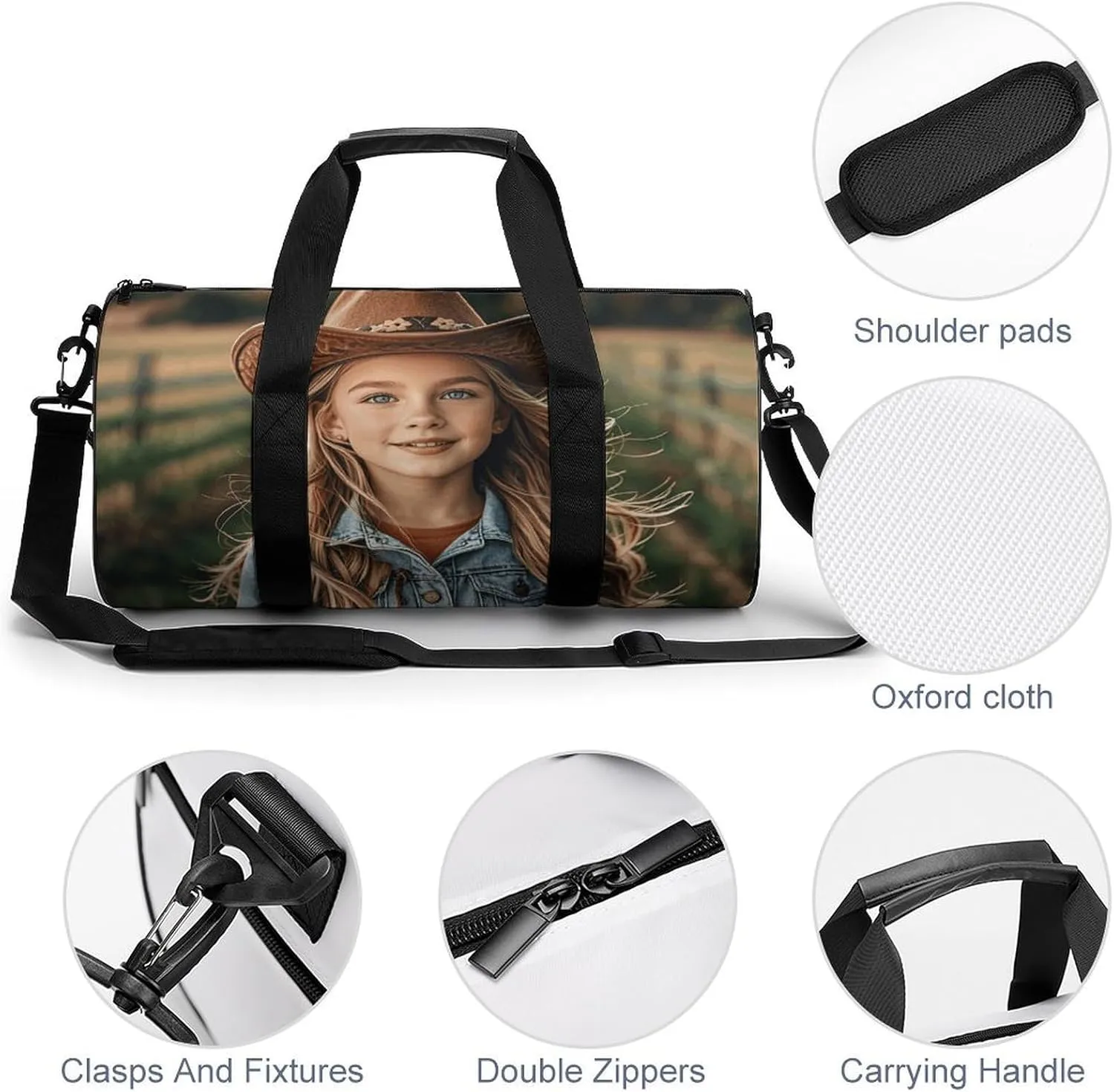 Gym Bags Small Cowgirl Boots Hat in Farms Duffel Bag Overnight Bag with Shoe Compartment Carryon Bag for Men Women