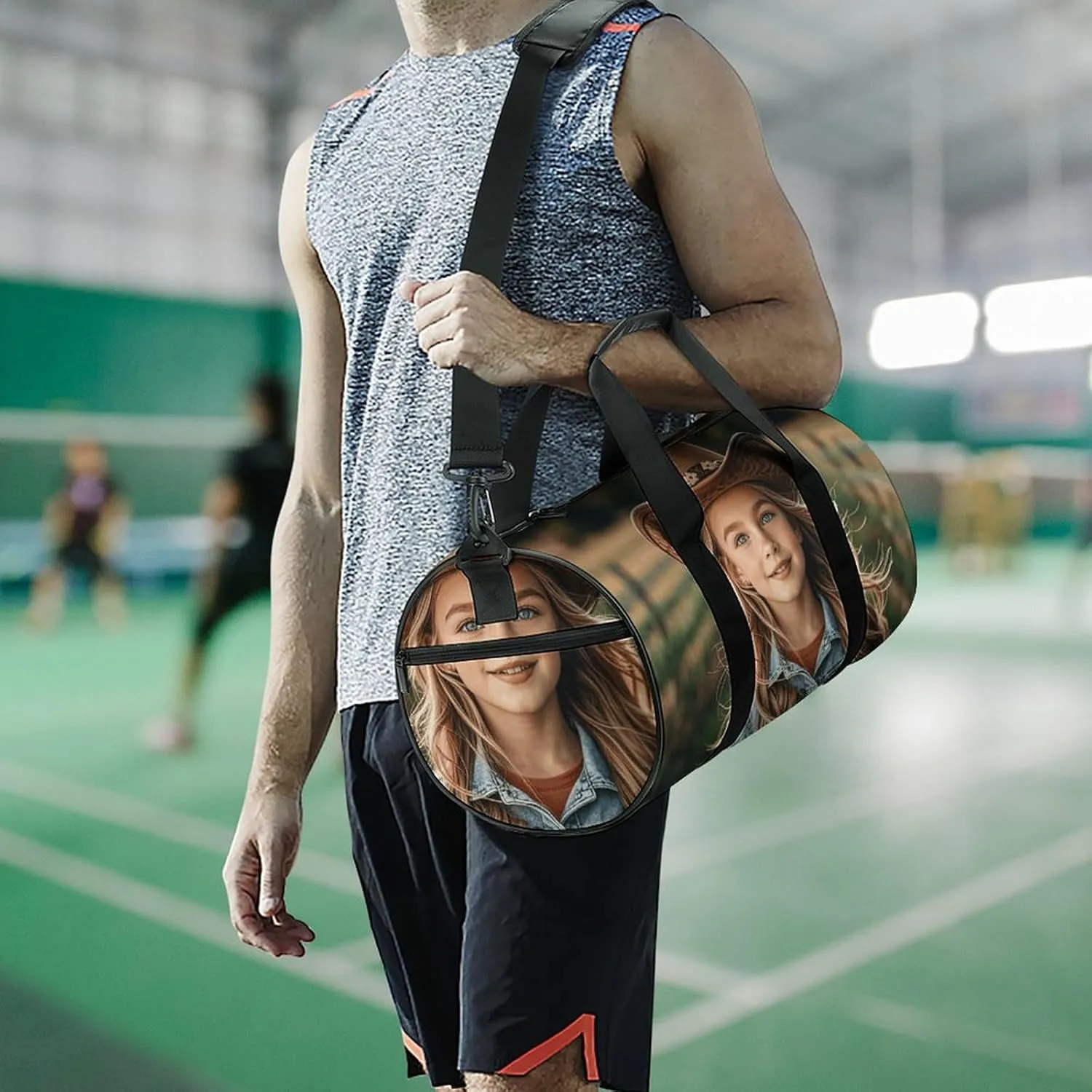 Gym Bags Small Cowgirl Boots Hat in Farms Duffel Bag Overnight Bag with Shoe Compartment Carryon Bag for Men Women
