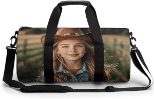 Gym Bags Small Cowgirl Boots Hat in Farms Duffel Bag Overnight Bag with Shoe Compartment Carryon Bag for Men Women