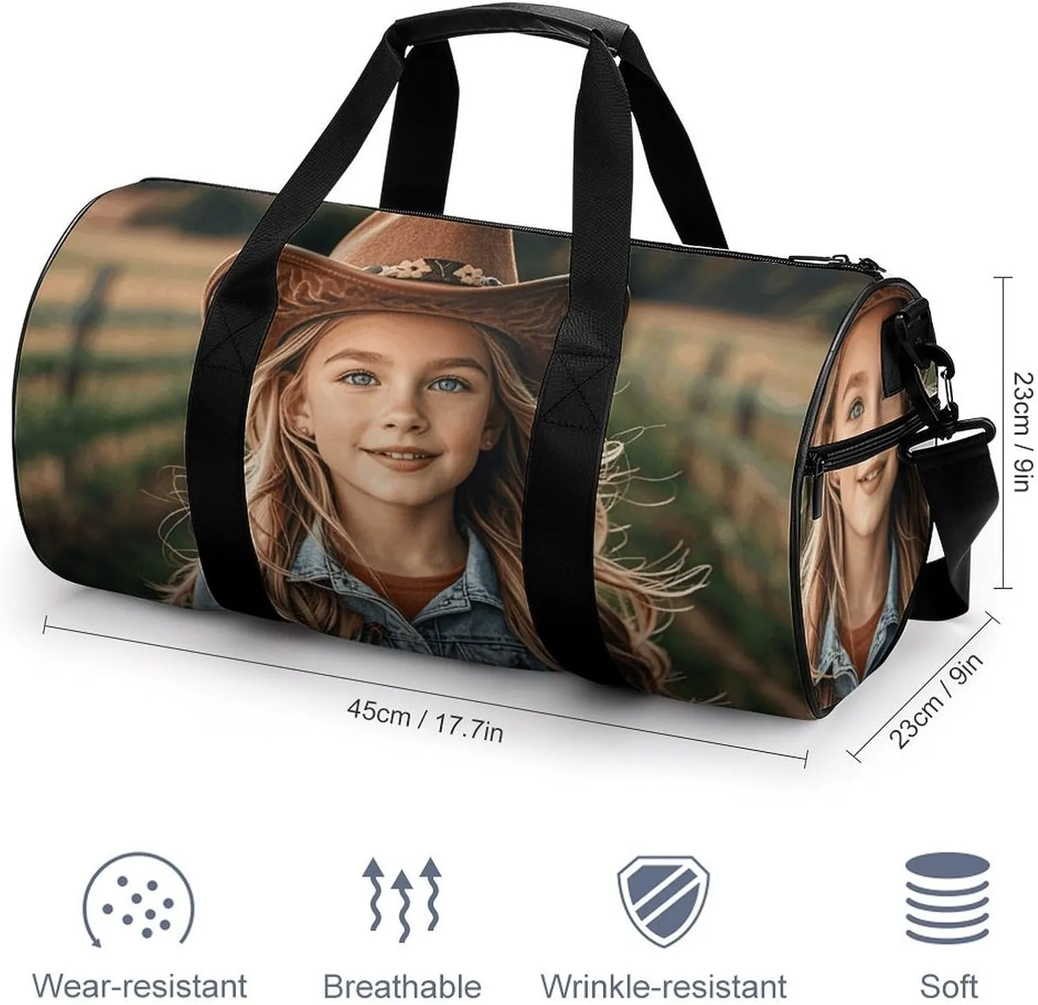 Gym Bags Small Cowgirl Boots Hat in Farms Duffel Bag Overnight Bag with Shoe Compartment Carryon Bag for Men Women
