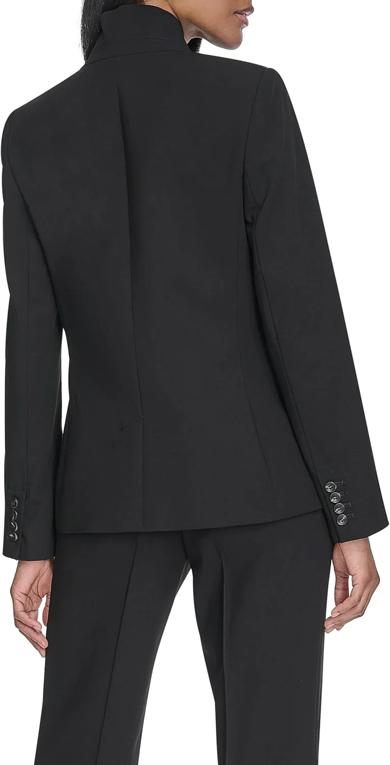 Halston Women's One Button Front Pocket Woven Blazer