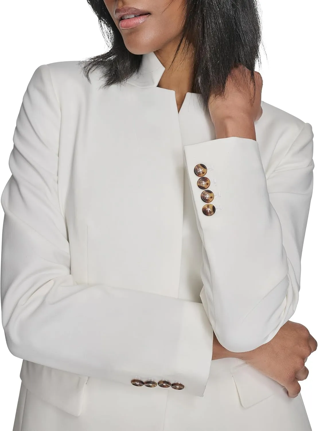 Halston Women's One Button Front Pocket Woven Blazer