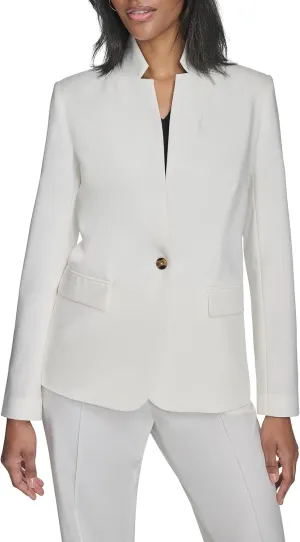 Halston Women's One Button Front Pocket Woven Blazer