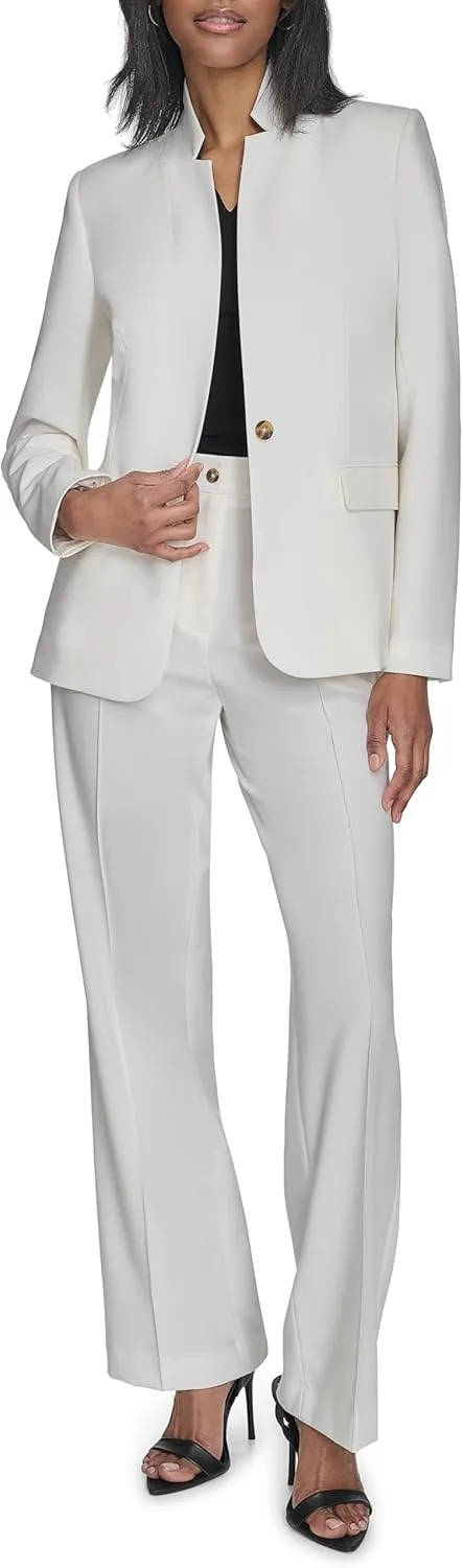 Halston Women's One Button Front Pocket Woven Blazer