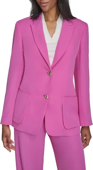 Halston Women's Two Button Soft Suiting Front Pocket Blazer
