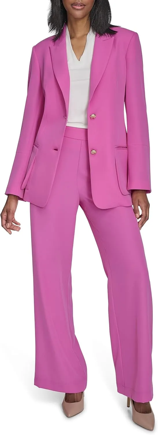 Halston Women's Two Button Soft Suiting Front Pocket Blazer
