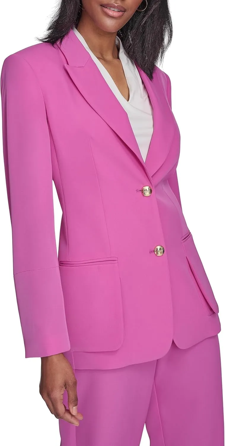 Halston Women's Two Button Soft Suiting Front Pocket Blazer