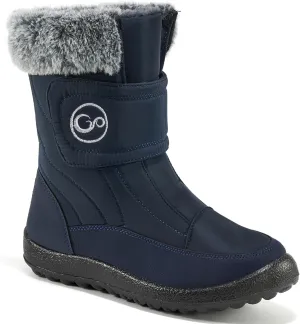 HARENCE Girls Boys Snow Boots: Comfortable Warm Fur Lined Toddler Winter Boot Hook Loop Outdoor Waterproof Slip on Boots for Kids