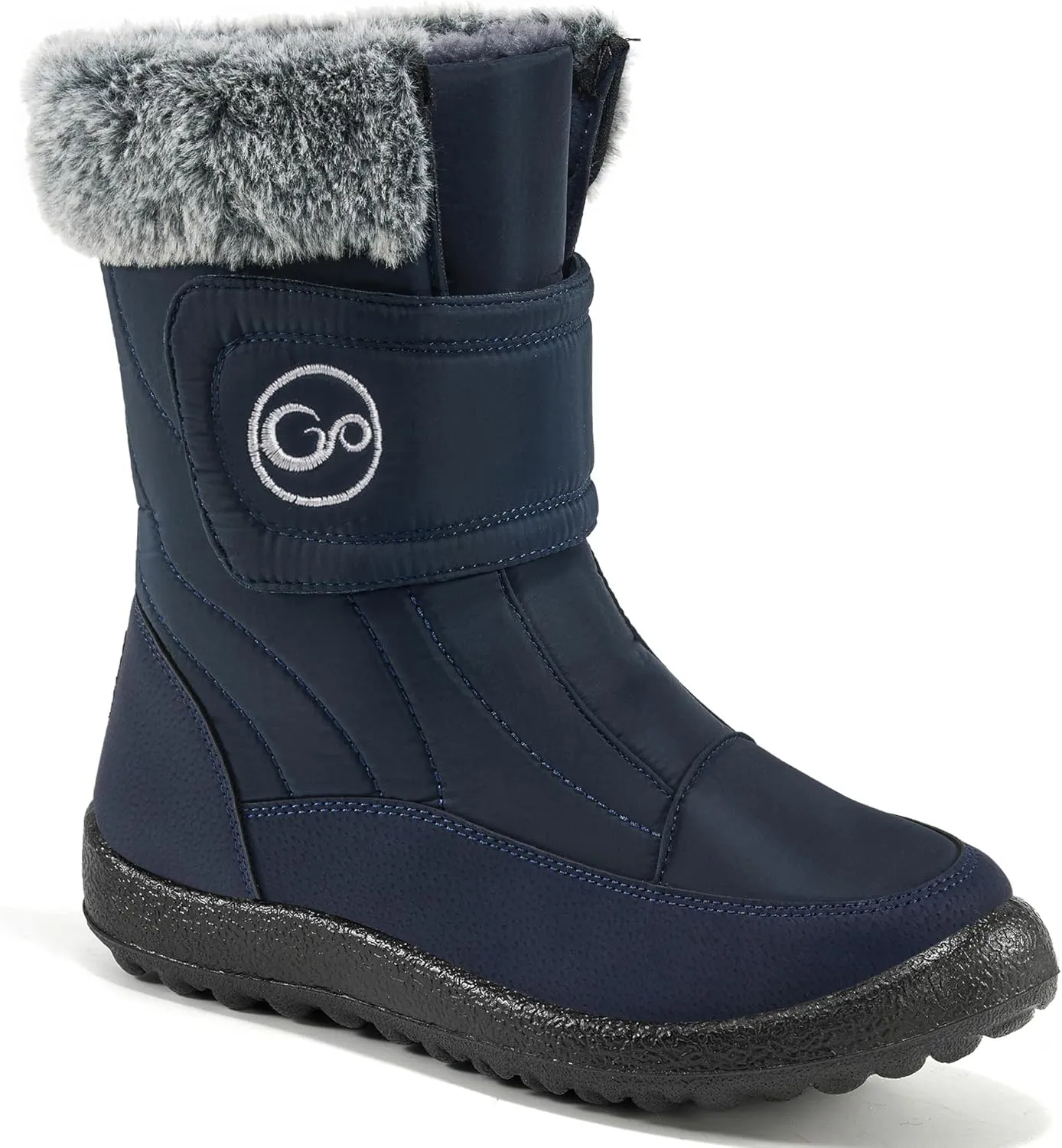 HARENCE Girls Boys Snow Boots: Comfortable Warm Fur Lined Toddler Winter Boot Hook Loop Outdoor Waterproof Slip on Boots for Kids