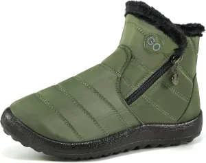 HARENCE Snow Boots for Women Winter Boot with Comfortable Warm Fur Lined Ankle Booties Outdoor Slip On Waterproof Short Boots