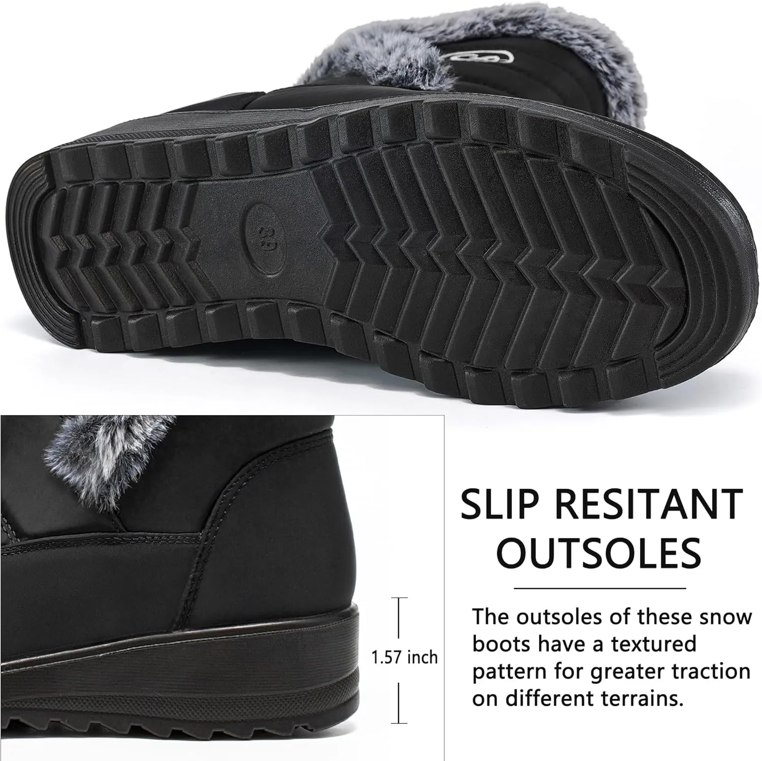HARENCE Womens Winter Snow Boots: Warm Fur Lined Zipper Ankle Booties Comfortable Outdoor Waterproof Slip on Boots for Women
