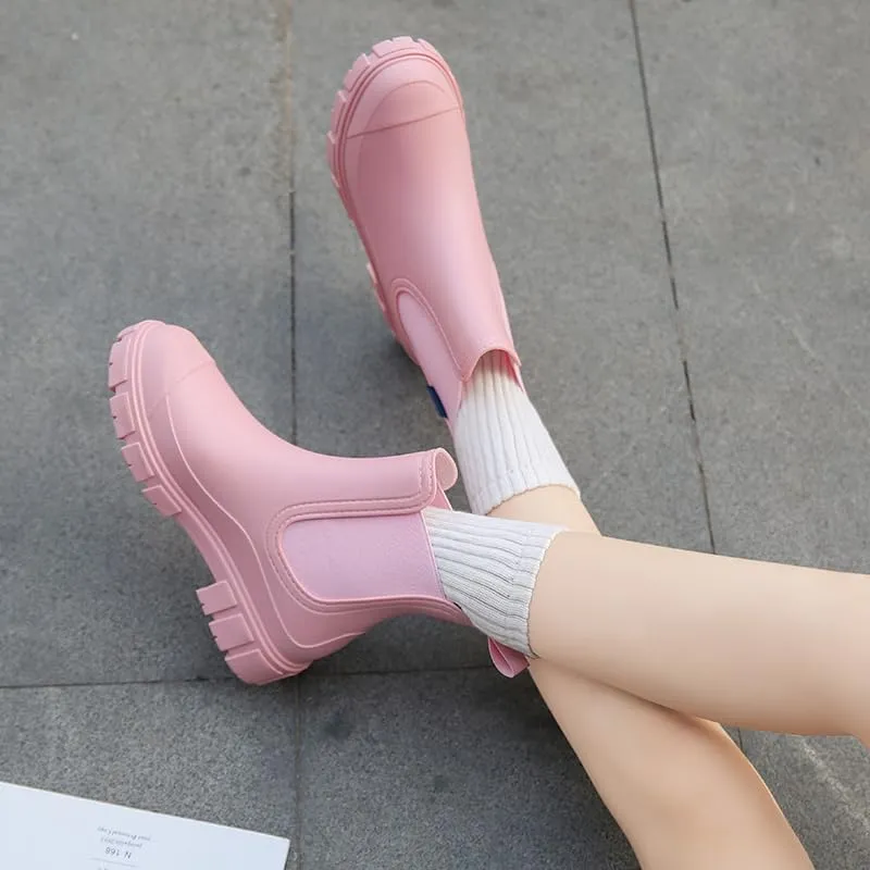 Harssidanzar Womens Rain Boots Waterproof Garden Shoes Anti-Slip Short Rain Boots for Outdoor Work HL217US
