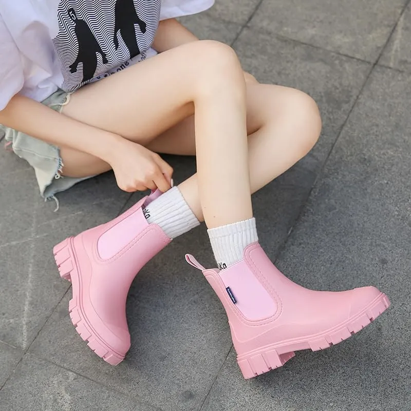 Harssidanzar Womens Rain Boots Waterproof Garden Shoes Anti-Slip Short Rain Boots for Outdoor Work HL217US
