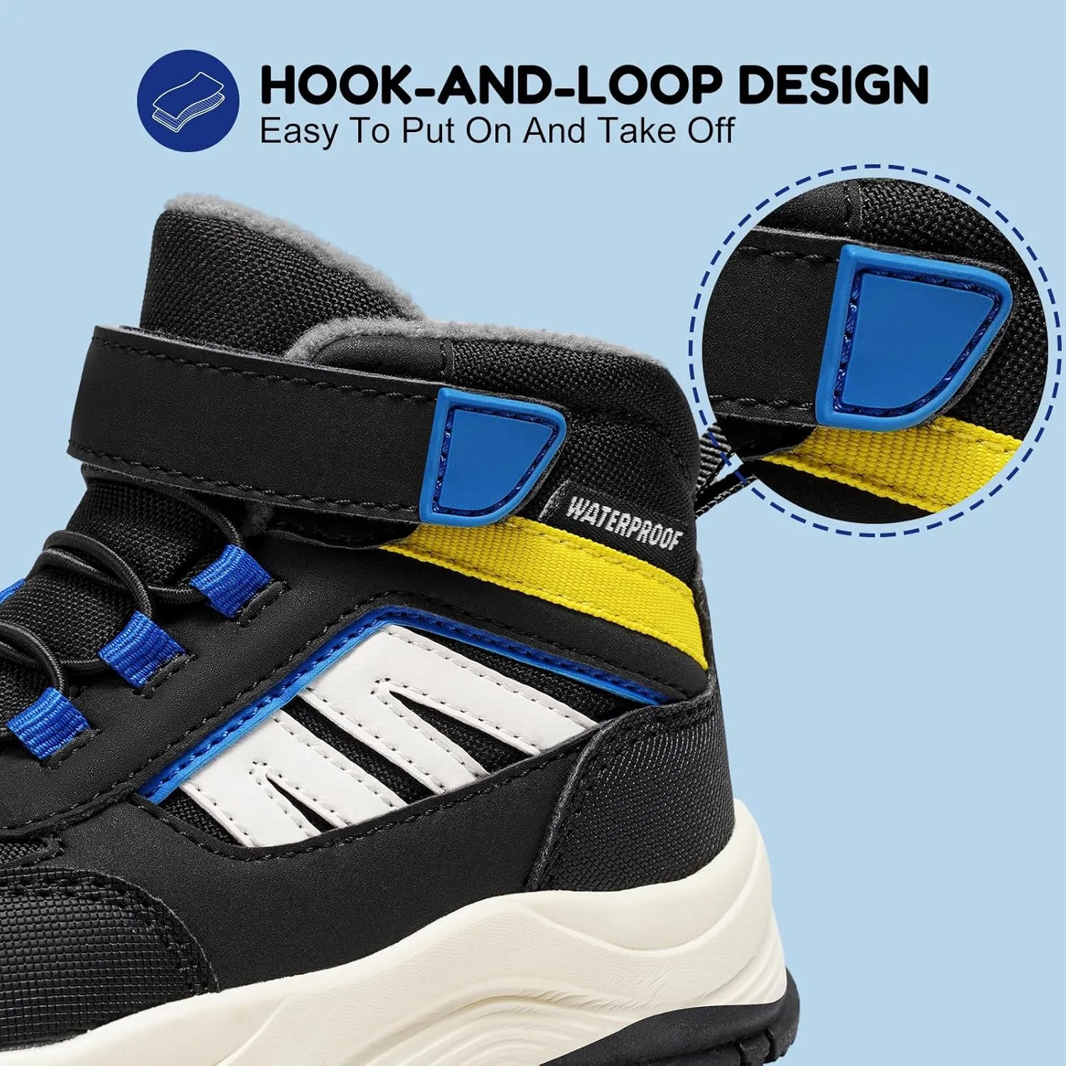 Harvest Land Kids Winter Boots Waterproof Girls Boys Snow Hiking Outdoor Boots Anti Collision Anti-Skid Mid Ankle Adventure Trekking Shoes
