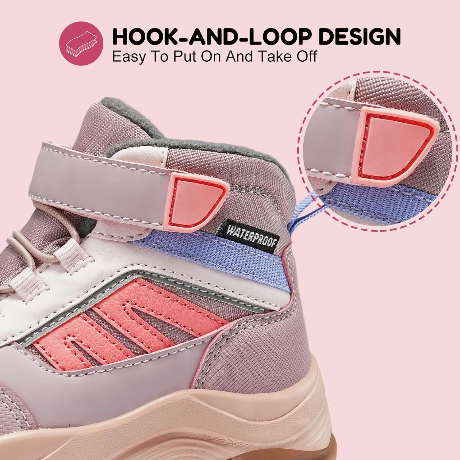 Harvest Land Kids Winter Boots Waterproof Girls Boys Snow Hiking Outdoor Boots Anti Collision Anti-Skid Mid Ankle Adventure Trekking Shoes