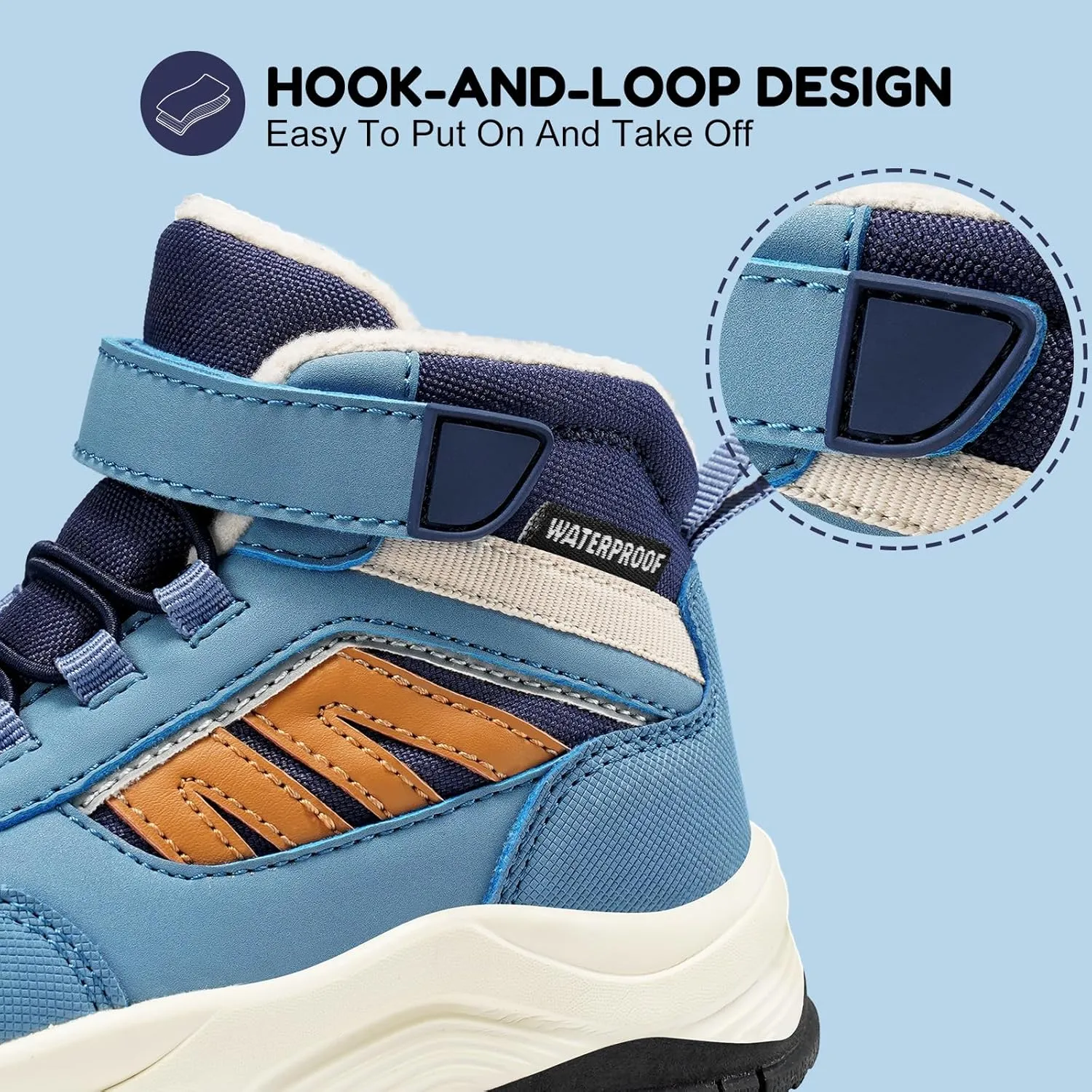 Harvest Land Kids Winter Boots Waterproof Girls Boys Snow Hiking Outdoor Boots Anti Collision Anti-Skid Mid Ankle Adventure Trekking Shoes