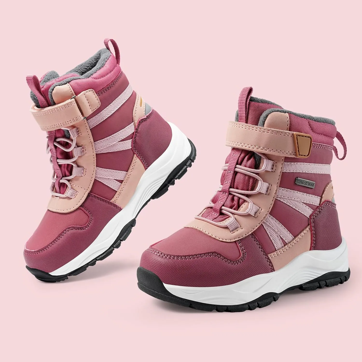 Harvest Land Kids Winter Boots Waterproof Girls Boys Snow Hiking Outdoor Boots Anti Collision Anti-Skid Mid Ankle Adventure Trekking Shoes