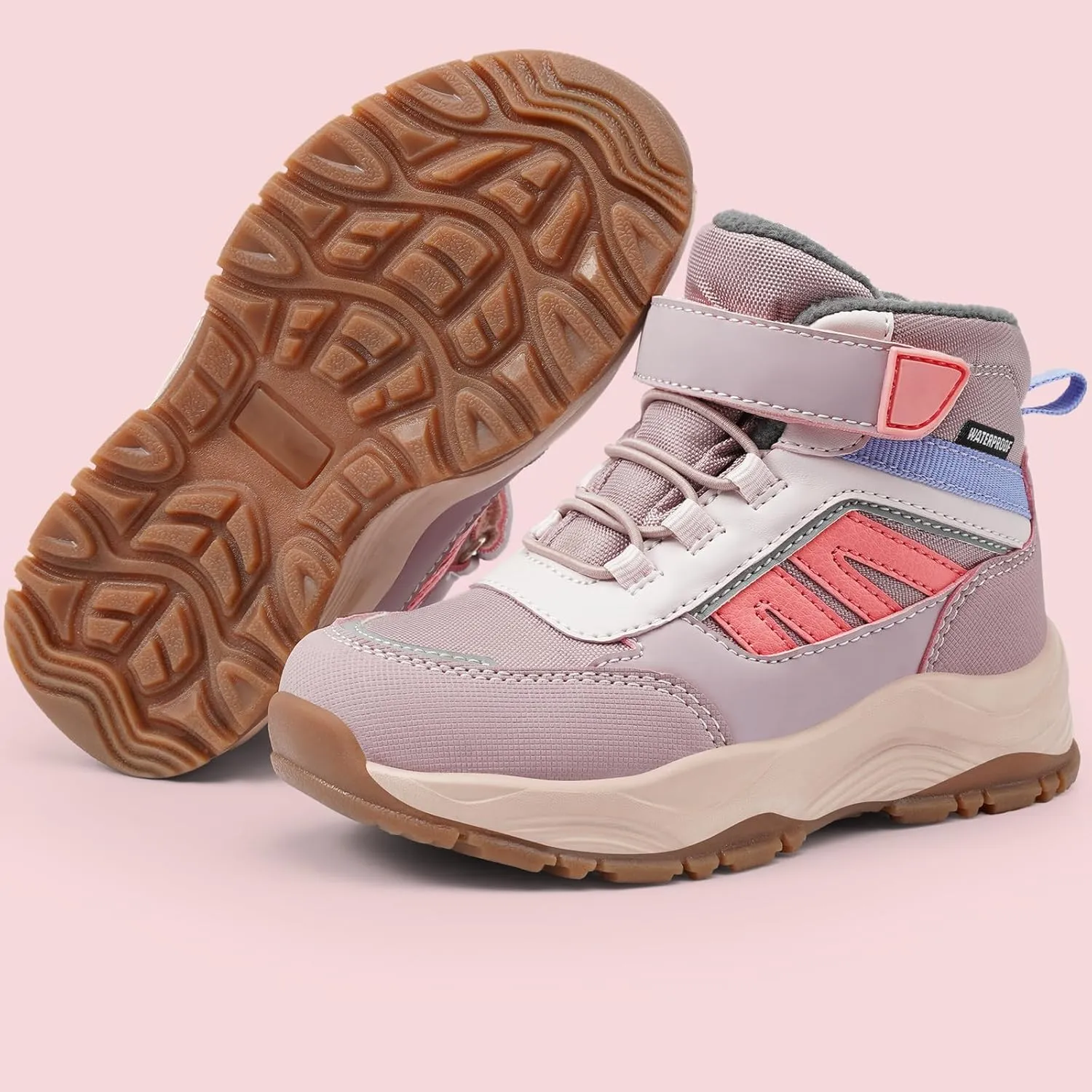 Harvest Land Kids Winter Boots Waterproof Girls Boys Snow Hiking Outdoor Boots Anti Collision Anti-Skid Mid Ankle Adventure Trekking Shoes