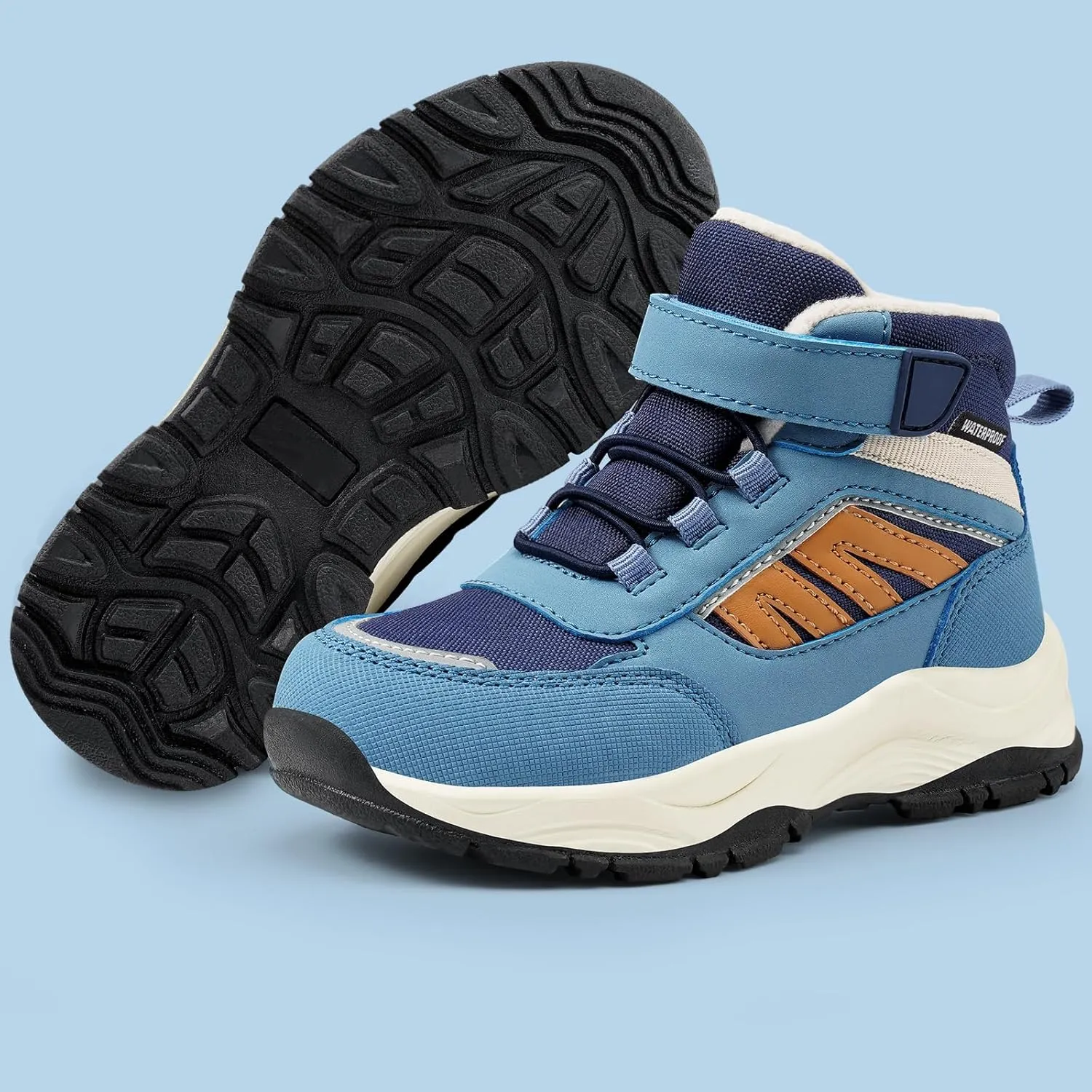 Harvest Land Kids Winter Boots Waterproof Girls Boys Snow Hiking Outdoor Boots Anti Collision Anti-Skid Mid Ankle Adventure Trekking Shoes