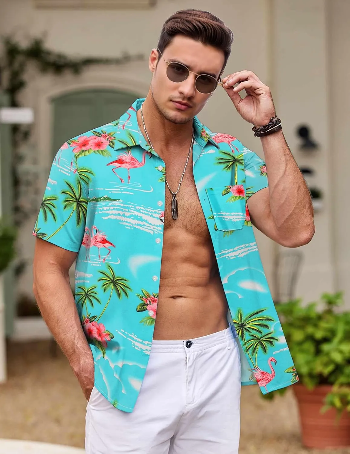 Hawaiian Shirt for Men with Pocket - Button Down Wrinkle-Resistant for Beach, Pool Parties (S-4XL)