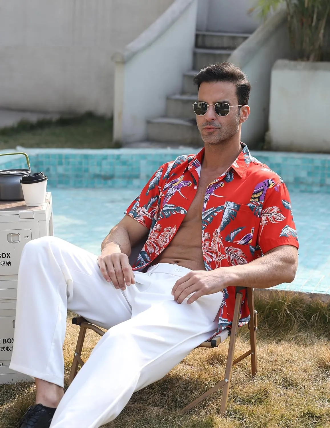 Hawaiian Shirt for Men with Pocket - Button Down Wrinkle-Resistant for Beach, Pool Parties (S-4XL)