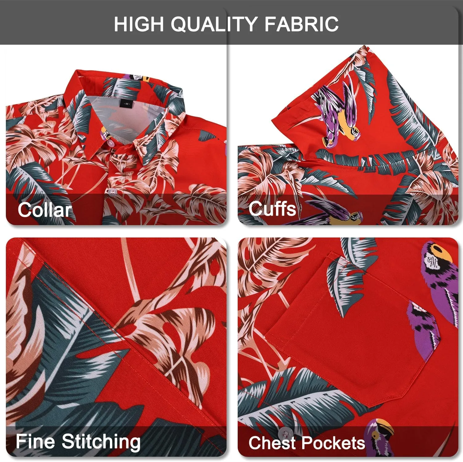 Hawaiian Shirt for Men with Pocket - Button Down Wrinkle-Resistant for Beach, Pool Parties (S-4XL)