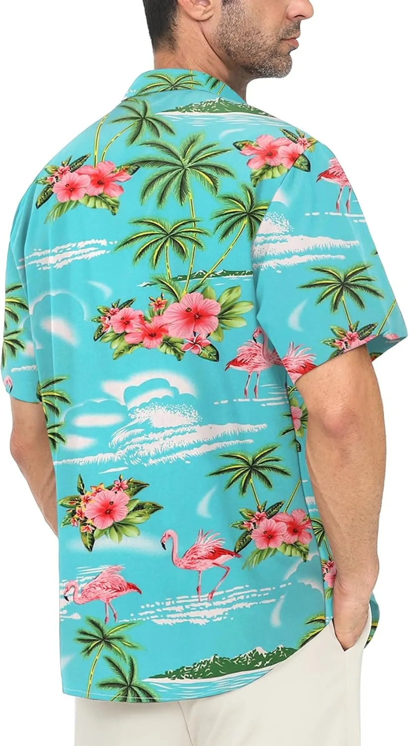 Hawaiian Shirt for Men with Pocket - Button Down Wrinkle-Resistant for Beach, Pool Parties (S-4XL)