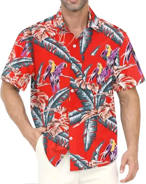 Hawaiian Shirt for Men with Pocket - Button Down Wrinkle-Resistant for Beach, Pool Parties (S-4XL)