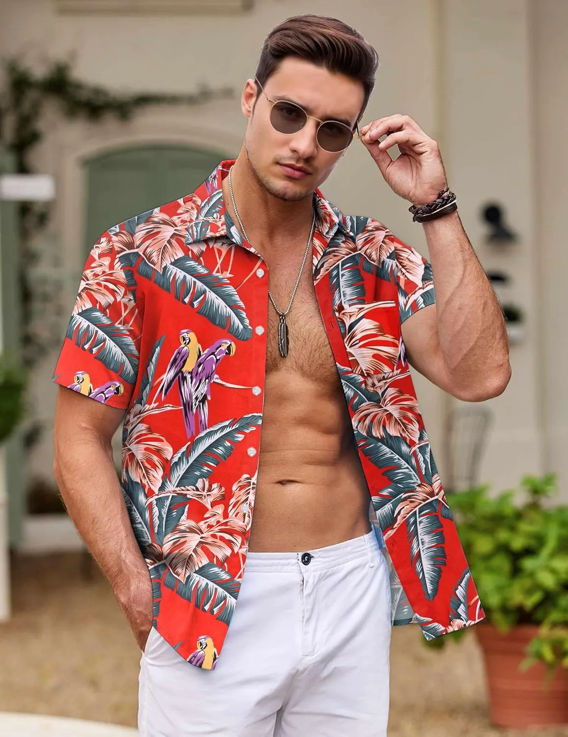 Hawaiian Shirt for Men with Pocket - Button Down Wrinkle-Resistant for Beach, Pool Parties (S-4XL)