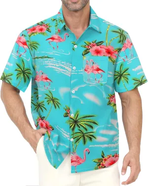 Hawaiian Shirt for Men with Pocket - Button Down Wrinkle-Resistant for Beach, Pool Parties (S-4XL)