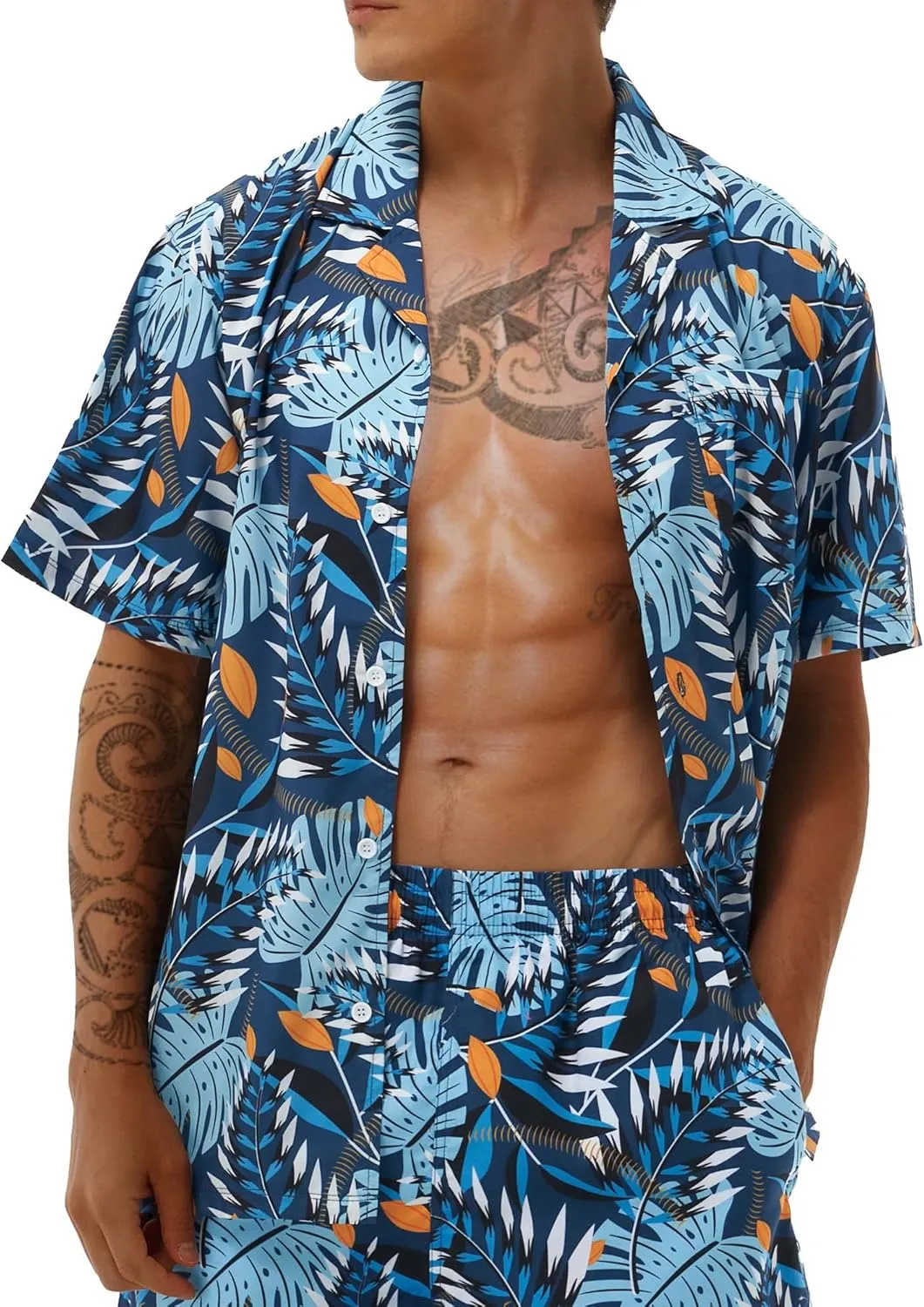 Hawaiian Shirts for Men Short Sleeve Casual Button Down Shirt Summer Beach Aloha Shirt Holiday Party Tropical Print