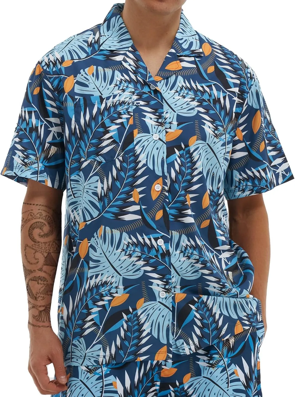 Hawaiian Shirts for Men Short Sleeve Casual Button Down Shirt Summer Beach Aloha Shirt Holiday Party Tropical Print
