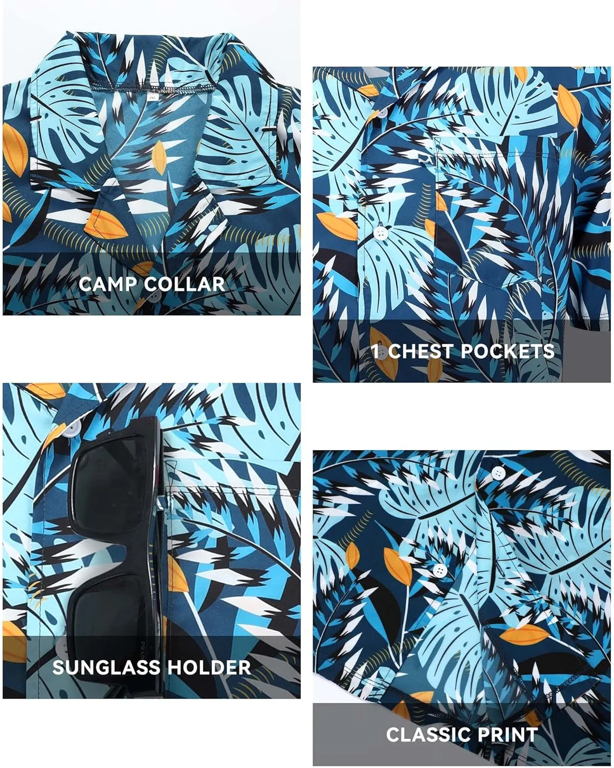 Hawaiian Shirts for Men Short Sleeve Casual Button Down Shirt Summer Beach Aloha Shirt Holiday Party Tropical Print