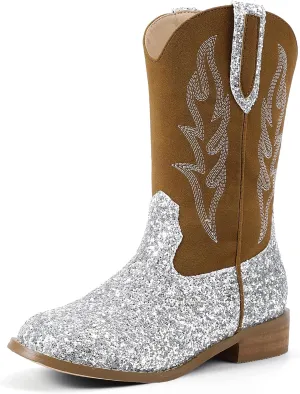 Hehainom Girls Cowgirl Boots for Toddler Cowgirl Booties Little Big Kids Western Mid Calf Riding Shoes Boys Cowboy Boots