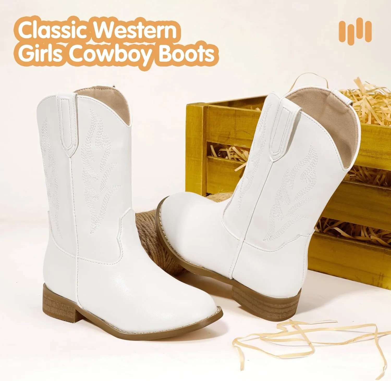 Hehainom Girls Cowgirl Boots for Toddler Cowgirl Booties Little Big Kids Western Mid Calf Riding Shoes Boys Cowboy Boots