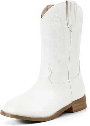 Hehainom Girls Cowgirl Boots for Toddler Cowgirl Booties Little Big Kids Western Mid Calf Riding Shoes Boys Cowboy Boots
