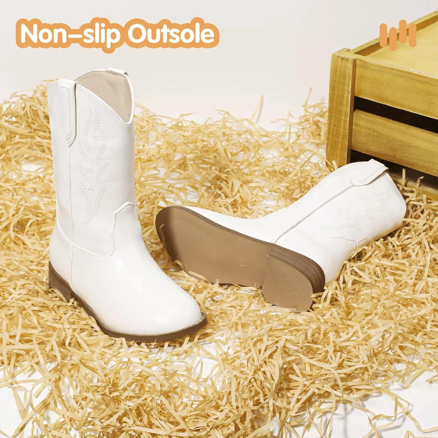 Hehainom Girls Cowgirl Boots for Toddler Cowgirl Booties Little Big Kids Western Mid Calf Riding Shoes Boys Cowboy Boots