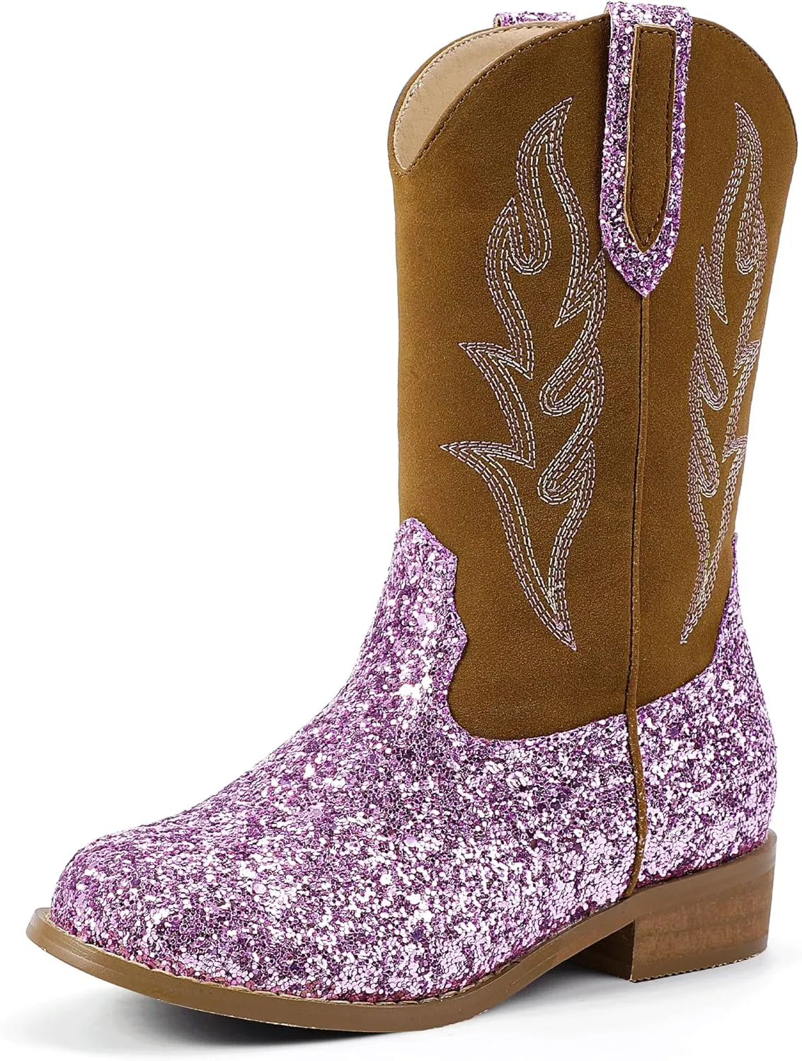 Hehainom Girls Cowgirl Boots for Toddler Cowgirl Booties Little Big Kids Western Mid Calf Riding Shoes Boys Cowboy Boots