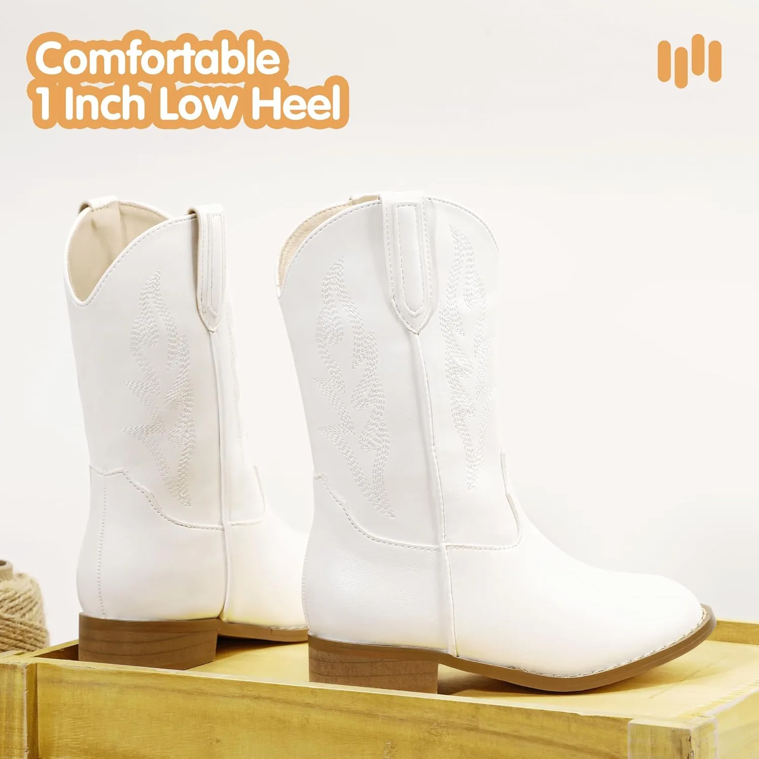 Hehainom Girls Cowgirl Boots for Toddler Cowgirl Booties Little Big Kids Western Mid Calf Riding Shoes Boys Cowboy Boots