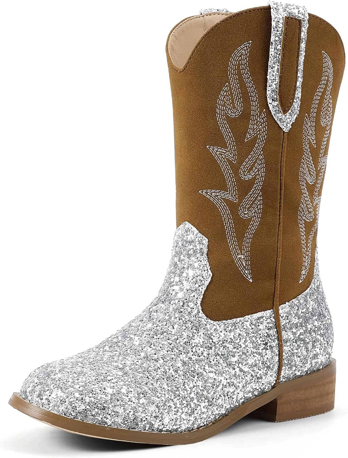 Hehainom Girls Cowgirl Boots for Toddler Cowgirl Booties Little Big Kids Western Mid Calf Riding Shoes Boys Cowboy Boots