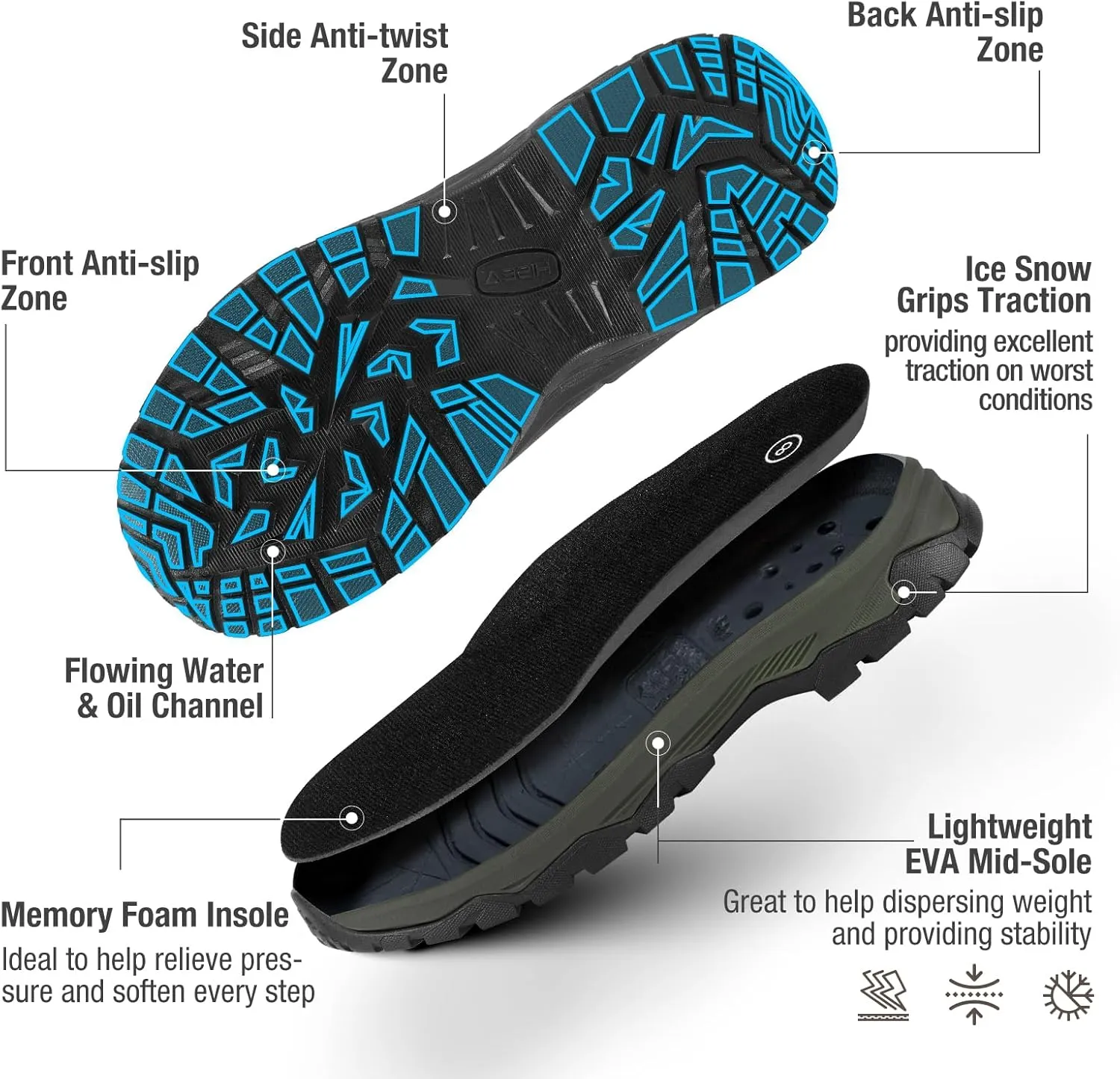 HISEA Upgraded Excursion Pro Men's Rain Boots, Ankle Height Rubber Hunting Boots Waterproof Insulated Neoprene Boots Durable Outdoor Mud Booties for Hunting Gardening Farming Fishing and Yard Work