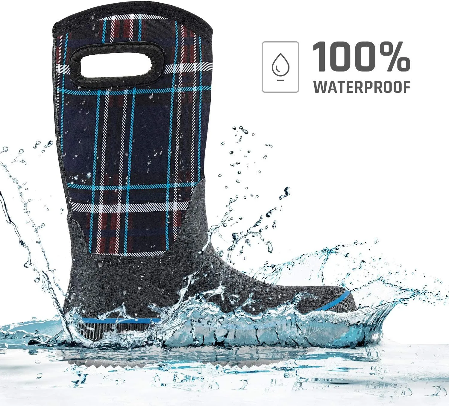 HISEA Women Mud Boots, Neoprene Rubber Garden Shoes Waterproof Mid Calf Rain Boots for Outdoor