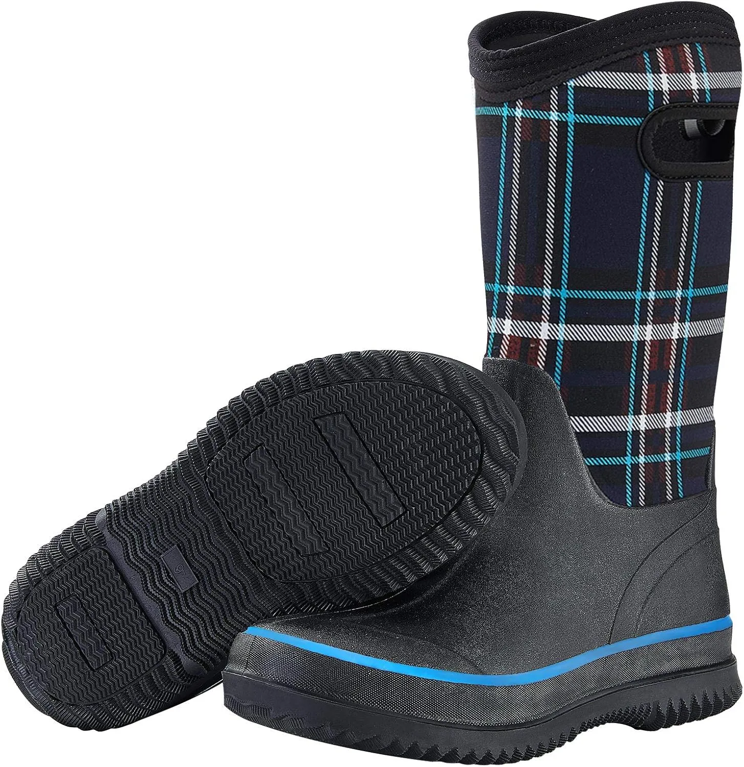 HISEA Women Mud Boots, Neoprene Rubber Garden Shoes Waterproof Mid Calf Rain Boots for Outdoor