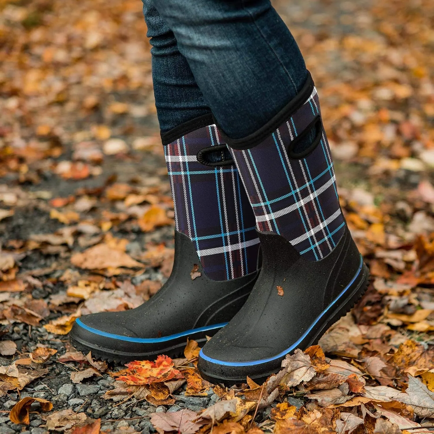 HISEA Women Mud Boots, Neoprene Rubber Garden Shoes Waterproof Mid Calf Rain Boots for Outdoor