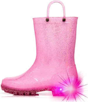 HugRain Light Up Rain Boots for Little Kids