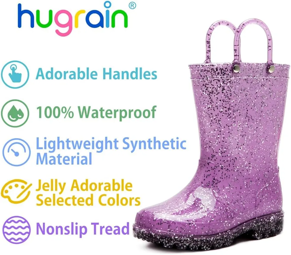 HugRain Toddler Kids Lightweight Adorable Rain Boots